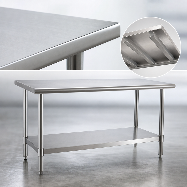 Product image #3 for Eagle Spec-Master 60-Inch x 24-Inch Flat Top Stainless Steel Work Table with Adjustable Undershelf