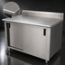 Thumbnail image #3 for Advance Tabco Special Value Series 120 x 30 Inches Enclosed Work Table with Cabinet Base, Mid-Shelf and Sliding Doors