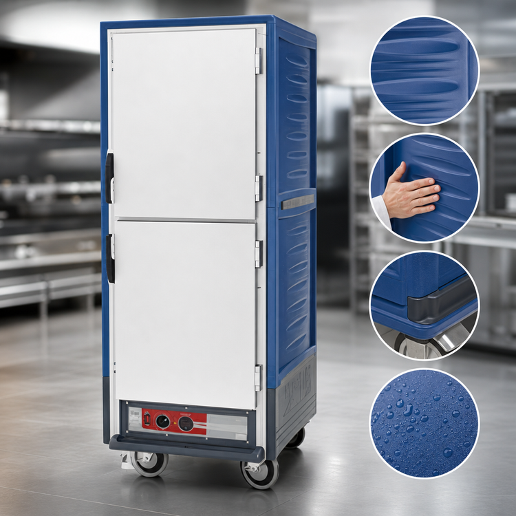 Product image #3 for Metro C5 3 Series Full-Height Mobile Heated Holding Cabinet with Blue Insulation Armour and Dutch Solid Doors
