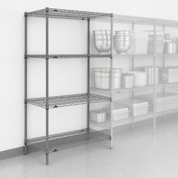 Product image #3 for Metro Super Erecta 24"W x 24"D x 74"H 4-Shelf Stationary Wire Shelving Starter Unit, Metroseal Gray Epoxy-Coated with Microban