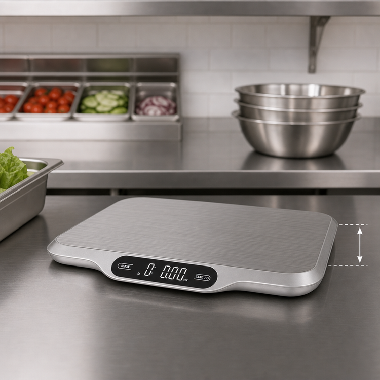 Product image #3 for San Jamar SlimLine Digital Portion Control Scale, 33 lb Capacity, Rectangular Stainless Steel Platform