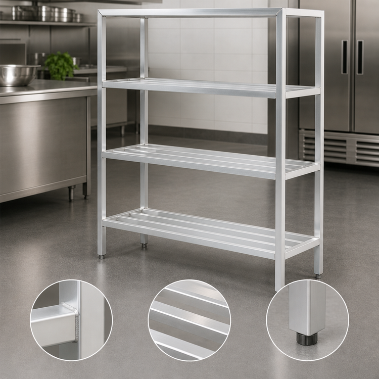 Product image #3 for New Age H.D. Series 4-Tier Heavy-Duty All-Welded Aluminum Shelving Unit, 72W x 20D x 72H