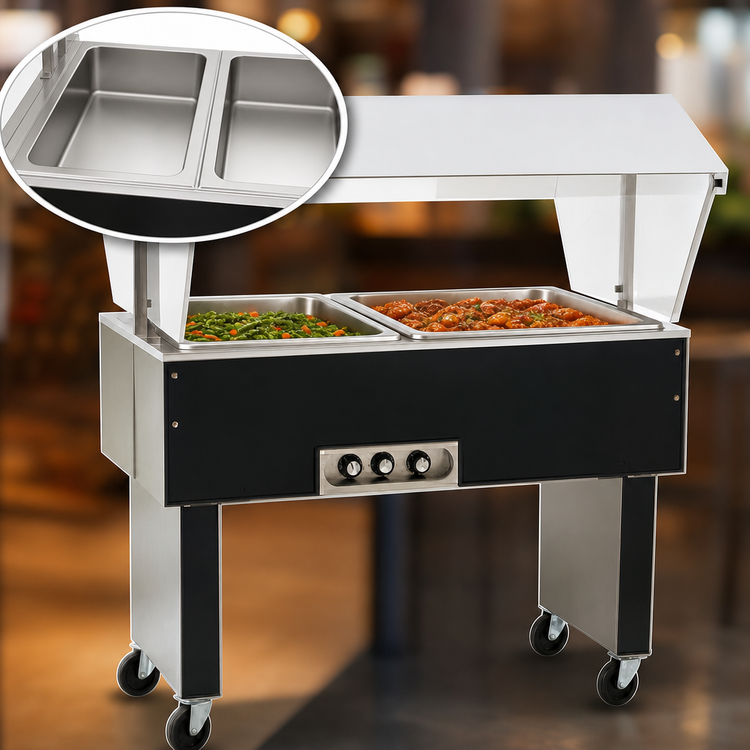 Product image #3 for Service Mate Deluxe Portable Buffet Hot Food Table with 2 Open Wells, 33-Inch Wide, 240V 3-Phase