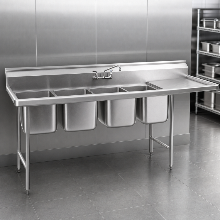 Product image #3 for Eagle Group 314 Series 3-Compartment Stainless Steel Commercial Sink with Right Drainboard
