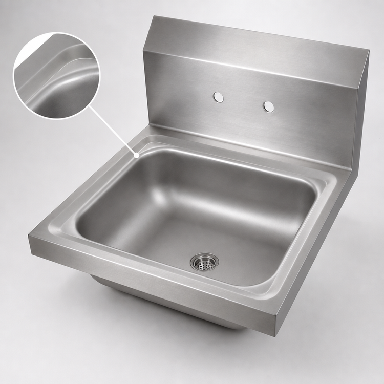 Product image #3 for John Boos Pro-Bowl Wall-Mount Stainless Steel Hand Sink, 14 x 10 x 5 Deep Bowl
