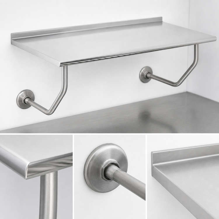 Product image #3 for Advance Tabco FSS-W-244 48 x 24 Inch Wall-Mounted 14 Gauge 304 Stainless Steel Table with 1-1/2 Inch Rear Backsplash