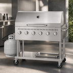 Thumbnail image #3 for Koolmore CGKIT4-48D 48-Inch 6-Burner Mobile Commercial Outdoor Propane Grill with Roll Dome Cover