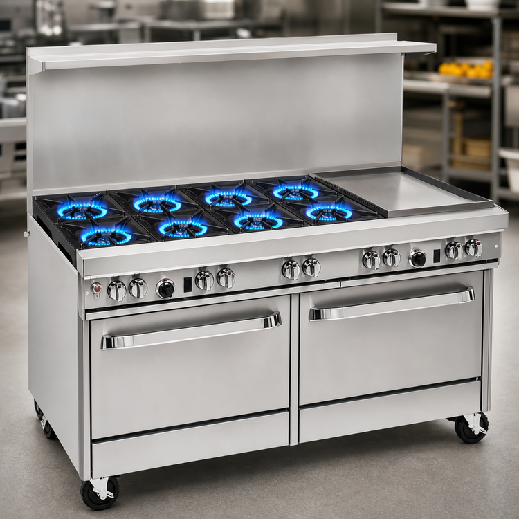 Product image #3 for Southbend Ultimate 60-Inch Gas Restaurant Range with 6 Open Burners, 24-Inch Griddle, and 2 Convection Ovens