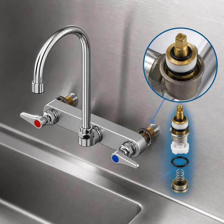 Product image #3 for T&S Brass B-1147-XS Wall-Mount Workboard/Bar Sink Faucet, 8-Inch Centers, 5-3/4-Inch Swivel Gooseneck