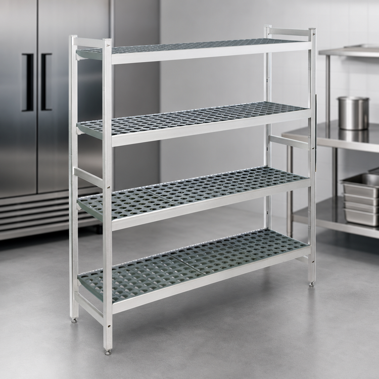 Product image #3 for Fermostock 4-Tier Starter Shelving Unit with Removable Polymer Inserts, 64" W x 18" D x 71" H