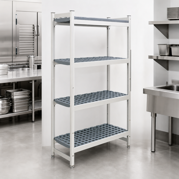 Product image #3 for Fermostock 4-Tier Starter Polymer Shelving Unit, 26"W x 22"D x 83"H, Gray Deep-Anodized Aluminum