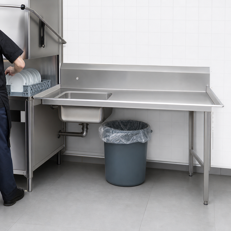 Product image #3 for Advance Tabco Straight Soil Dish Table with Pre-Rinse Sink, Right-to-Left, 95-Inch, 16 Gauge 304 Stainless Steel