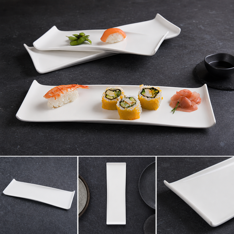 Product image #3 for American Metalcraft 13 1/2-Inch Rectangular Porcelain Platter with Curved Ends, White
