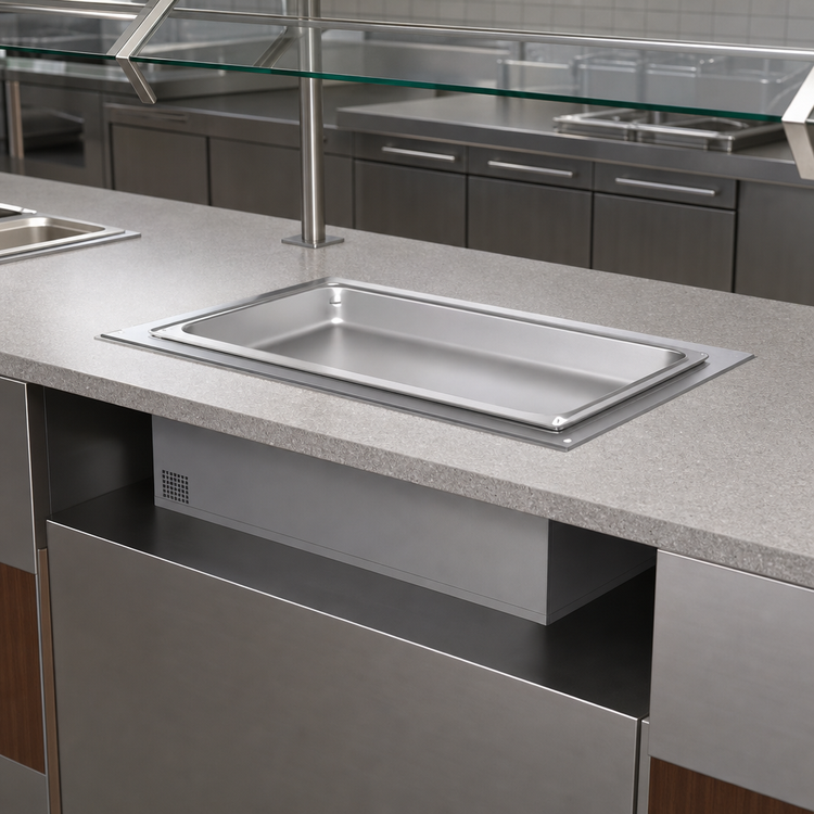 Product image #3 for Hatco Built-In Rectangular Insulated Heated Well with Drain, Full-Size Pan, Thermostatic Controls, 1650W