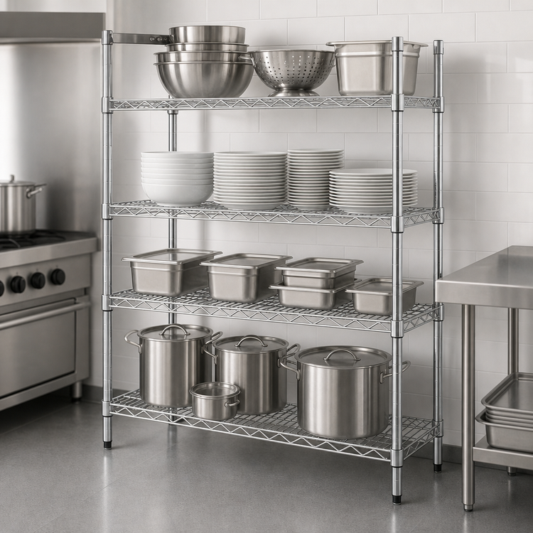 Product image #3 for Metro Super Erecta Chrome Plated Stationary Starter Wire Shelving Unit, 60"W x 21"D x 63"H, 4 Shelves