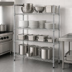 Thumbnail image #3 for Metro Super Erecta N466C Stationary Chrome Wire Shelving Starter Unit, 60"W x 21"D x 63"H, 4 Shelves