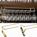 Thumbnail image #3 for Crestware 10-Inch High-Polished Brass Dual-Rail Glass Hanging Rack