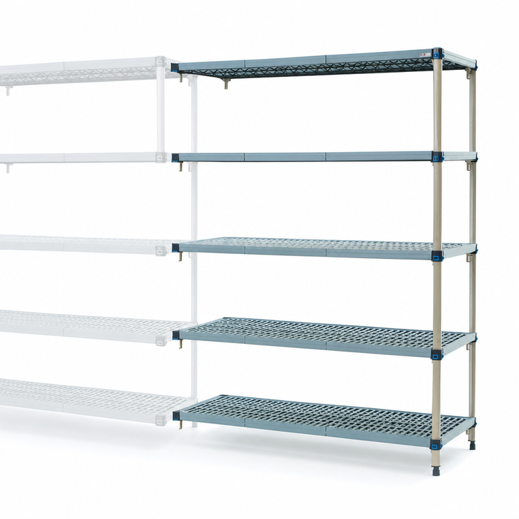 Product image #3 for MetroMax Q 48"W x 18"D x 74"H 5-Shelf Polymer Add-On Shelving Unit