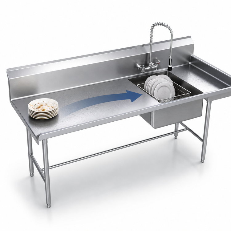 Product image #3 for 60 Inch Straight Soiled Dishtable with Left-to-Right Operation and Pre-Rinse Sink