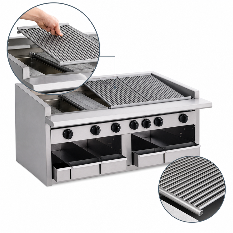 Product image #3 for Bakers Pride Dante Series 48-Inch Countertop Gas Radiant Charbroiler, Without Legs