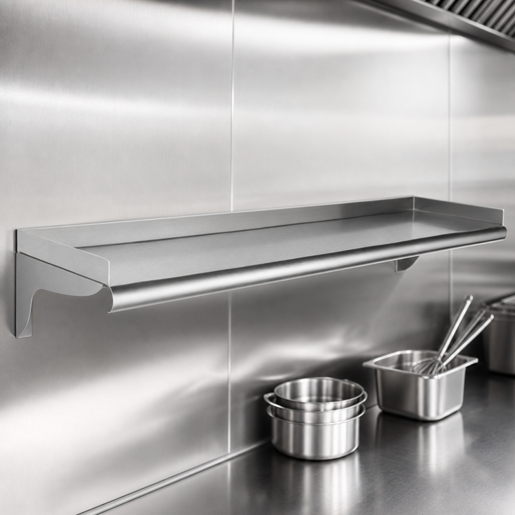 Product image #3 for Eagle Group 96 Inch W x 12 Inch D Wall-Mounted 16 Gauge 304 Stainless Steel Shelf