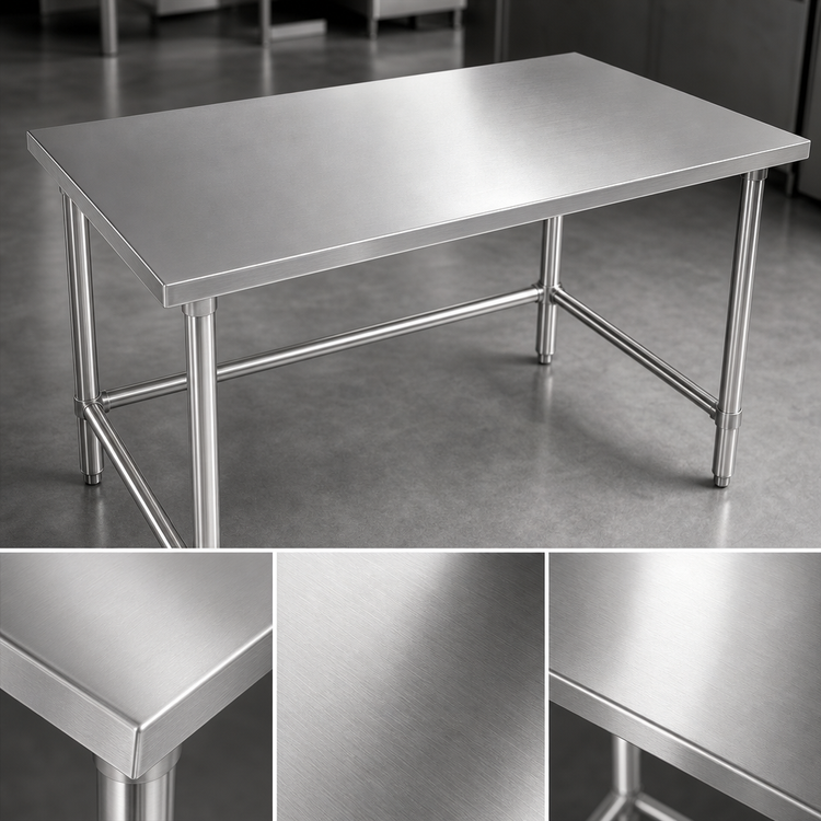 Product image #3 for John Boos 72" x 48" 14-Gauge 300-Series Stainless Steel Top Work Table with Stainless Steel Base