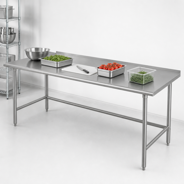 Product image #3 for Advance Tabco 108-Inch x 30-Inch Work Table with 16-Gauge 304 Stainless Steel Top and 1-1/2-Inch Rear Up-Turn