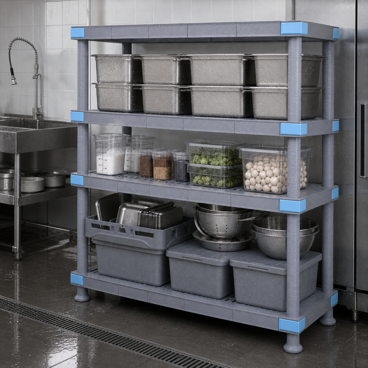 Product image #3 for Quantum Millenia Gray Polymer Shelving Unit, 72"W x 18"D x 62"H, 2,000 lb Capacity