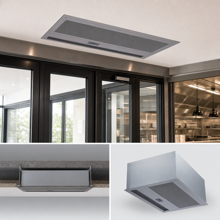 Product image #3 for Berner Architectural Recessed 16 96-Inch Electric Heated Air Curtain, 2-Motor, 1-Phase, Intelliswitch Touchscreen