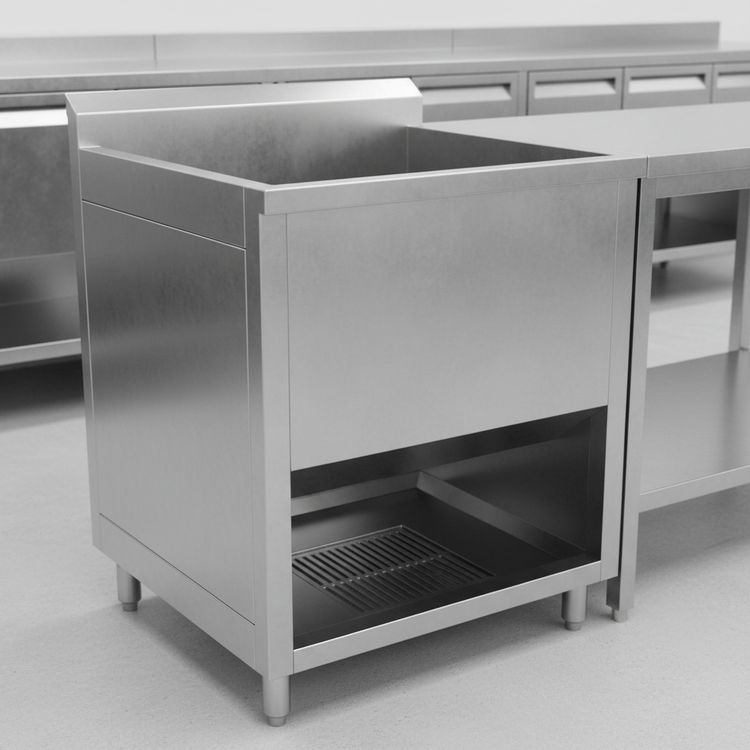 Product image #2 for Eagle Group ASWTFT-1848-SG Anti-Splash Cool Trough Water Tempering System with Grated Floor Drain, 48"W x 18"D
