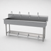 Thumbnail image #3 for Advance Tabco Four-Station Freestanding Hand Wash Sink with Toe-Push Valves and Gooseneck Spouts, 80 Inch, 16 Gauge 304 Stainless Steel