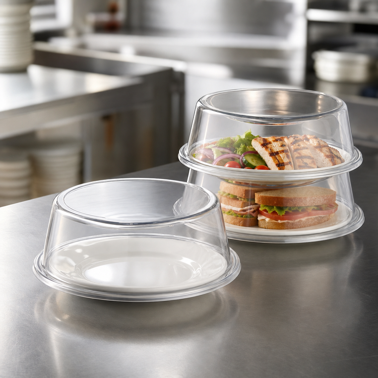 Product image #3 for Vollrath Safe-Stack® Clear Polycarbonate Round Plate Cover for 10-1/2" to 10-5/8" Plates