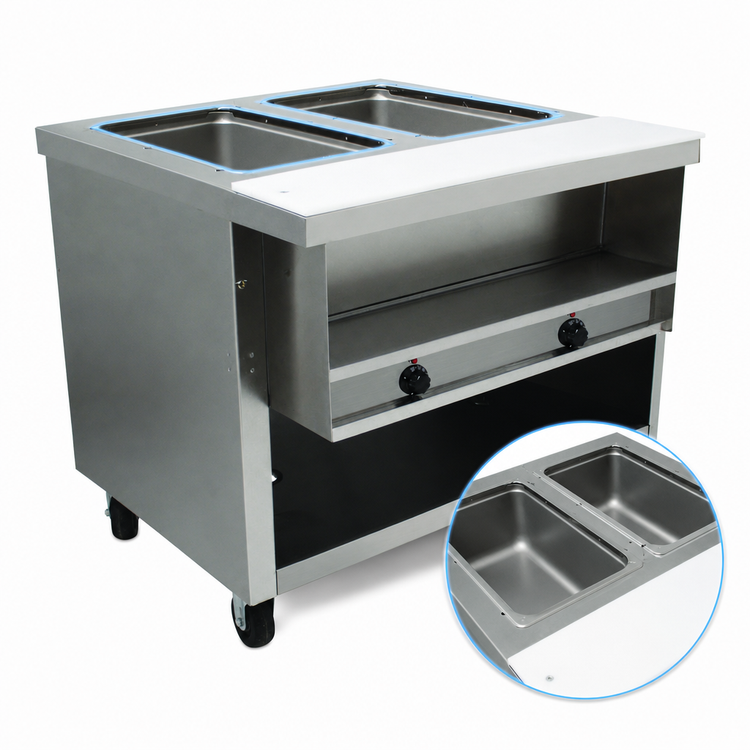 Product image #3 for Advance Tabco Heavy Duty Electric Sealed Well Hot Food Table with Enclosed Base, 2 Wells, 31-13/16 Inch Wide, 208/240V