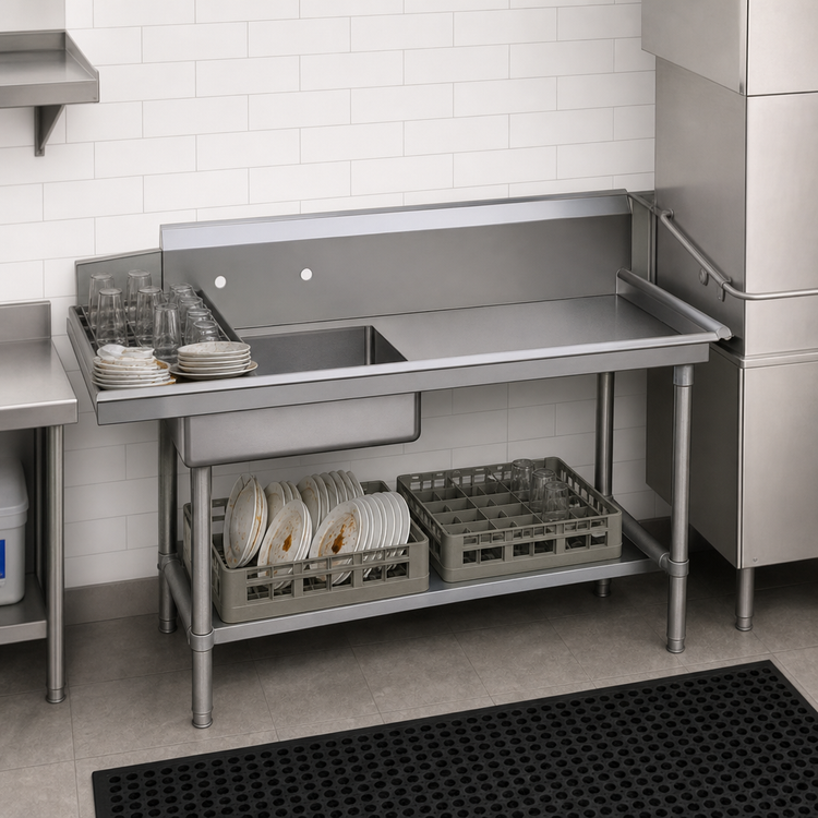 Product image #3 for John Boos 36-Inch Straight Soiled Dishtable with 20 x 20 x 8 Pre-Rinse Sink, Right-to-Left Operation