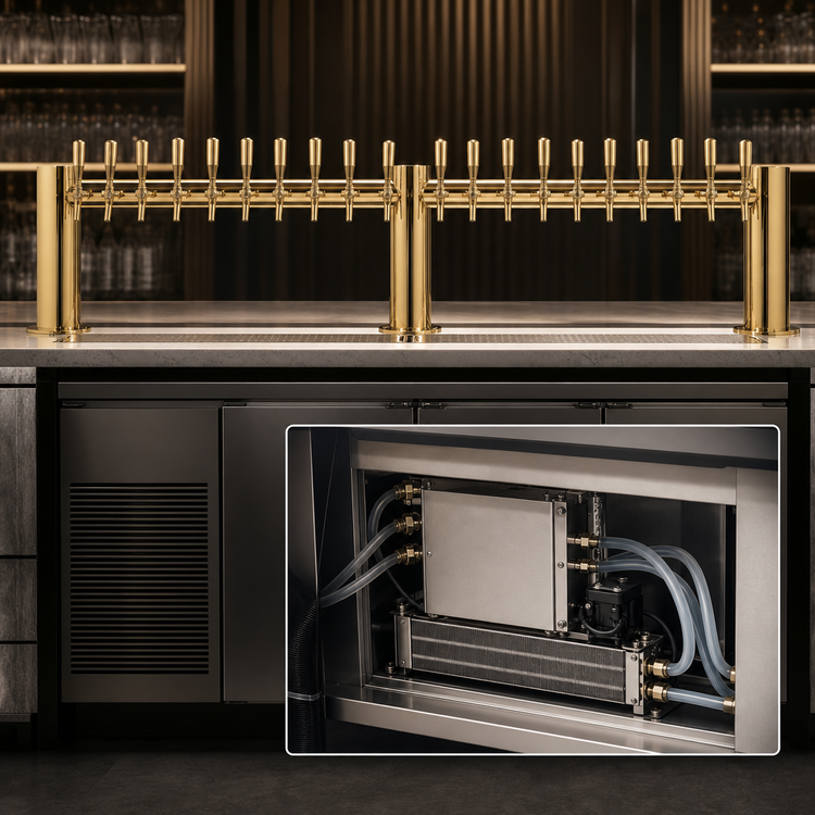 Product image #3 for Metropolis M 72-Inch Countertop 20-Faucet Glycol-Cooled Draft Beer Tower, PVD Brass Finish