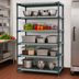 Thumbnail image #3 for Quantum 5-Tier Stationary Wire Plastic Mat Shelving Unit, 72W x 24D x 74H, Green Epoxy Antimicrobial