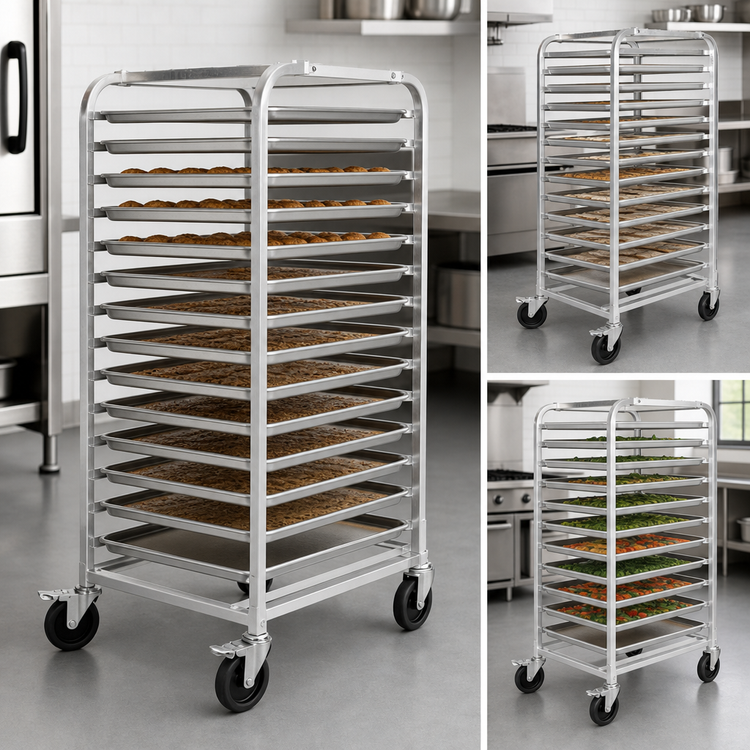 Product image #3 for Mobile Aluminum Sheet Pan Rack with 10 Full-Size or 20 Half-Size Pan Capacity