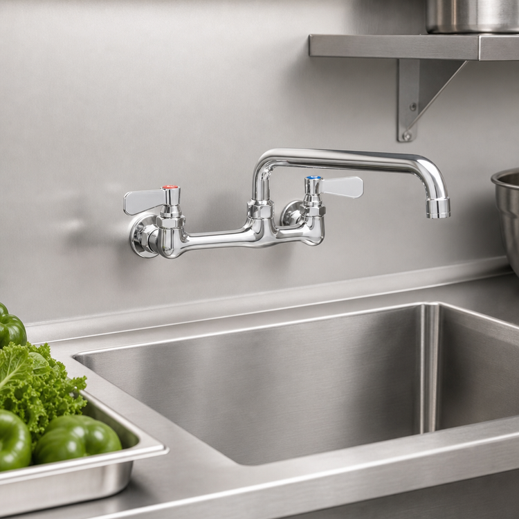 Product image #3 for Steel Works Stainless Heavy Duty Wall Mount Faucet with 8-Inch Centers, 10-Inch Spout