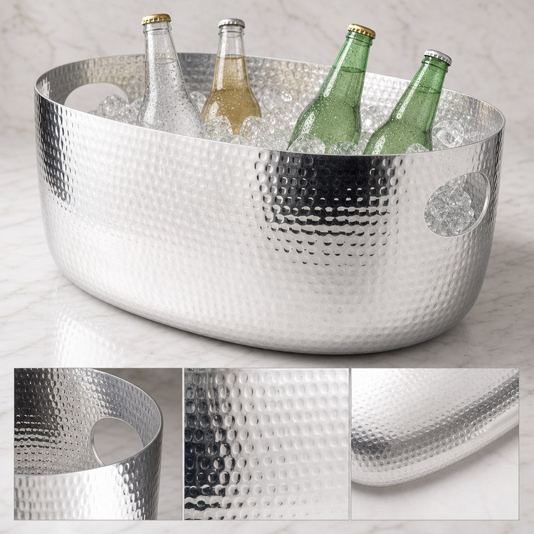 Product image #3 for American Metalcraft Hammered Aluminum Oval Beverage Tub, 16-1/4 Qt.
