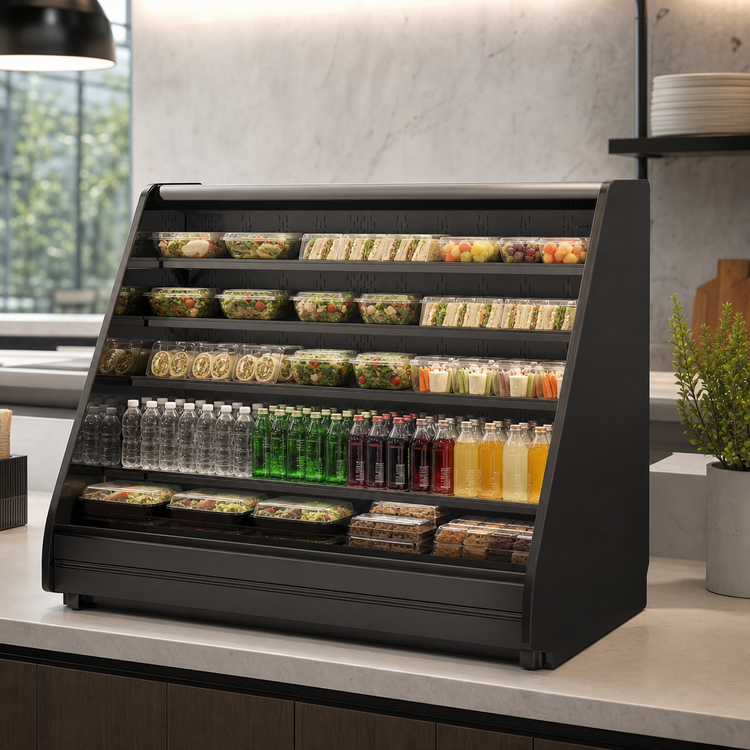 Product image #3 for Fusion® Flat Profile Remote DX Refrigerated Self-Service Countertop Display Case, 75-3/8 Inches W x 43 Inches D x 55-5/8 Inches H