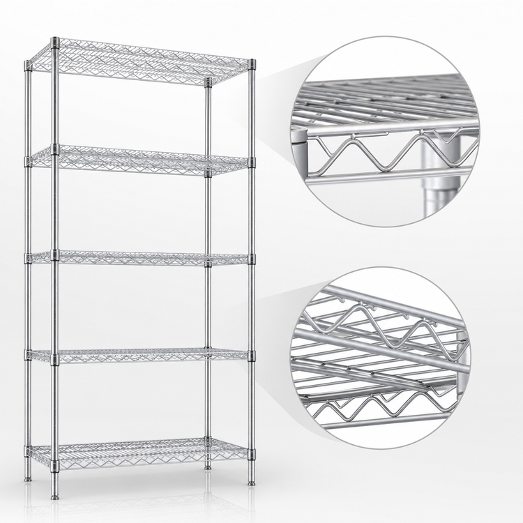 Product image #3 for EAGLEbrite 42" x 21" x 86" 5-Tier Wire Shelving Starter Unit, Zinc Finish