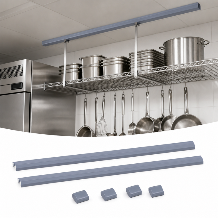 Product image #3 for Quantum Track Shelving Overhead Track Kit with (2) 8-Foot Tracks and (4) End Plates