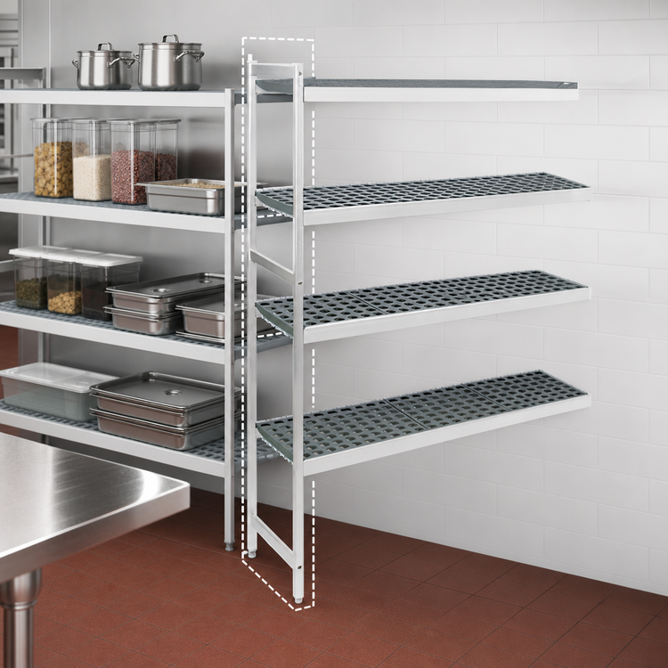 Product image #3 for Fermostock 4-Tier Polymer Shelving Unit Expansion Kit, 35W x 18D x 71H, 1 Upright