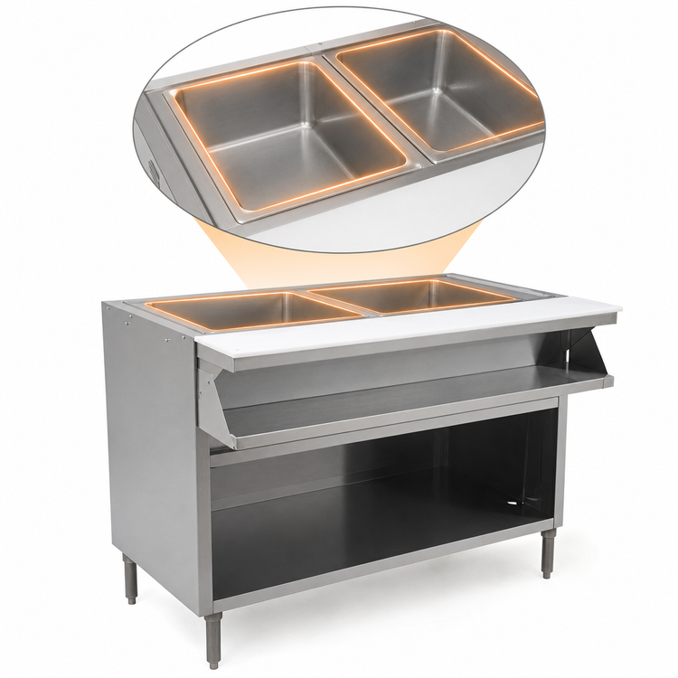 Product image #3 for Spec-Master Open Front Electric Sealed Well Hot Food Table, Floor Model, 2 Wells, 240V