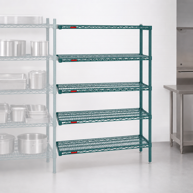 Product image #3 for Eagle Valu-Gard 5-Tier Add-On Wire Shelving Unit, 42 x 18 x 74 Inches, Green Epoxy