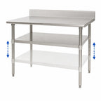 Thumbnail image #3 for Eagle Group 3060SADJUS-18/3-X Adjustable Stainless Steel Work Table Undershelf, 60"W x 30"D, 18-Gauge 304, Uni-Lok Frame