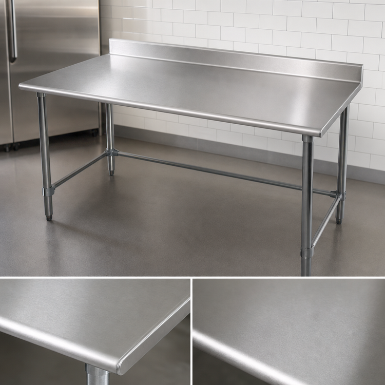 Product image #3 for BlendPort Budget Series 60"W x 24"D 430 Stainless Steel Work Table with 4-1/2" Backsplash