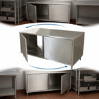 Thumbnail image #4 for BK Resources CST-2472HL2 72 x 24 x 34-3/4 in Dual-Access Stainless Steel Chef Table with Locking Cabinet Doors, 14-Gauge Top