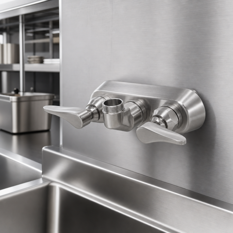 Product image #3 for Stainless Steel 4-Inch Wall Mount Workboard Mixing Faucet, Less Nozzle