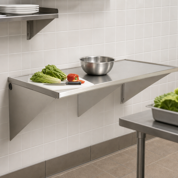 Product image #3 for Eagle Group Wall-Mount Stainless Steel Work Table with Rolled Edge, 48 x 30 Inches